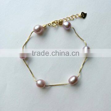 8-9 mm Purple Rice Shape Freshwater Pearl Bracelet photo-4