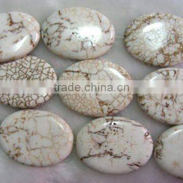 16" 20-25mm elliptical natural loose white turquoise beads