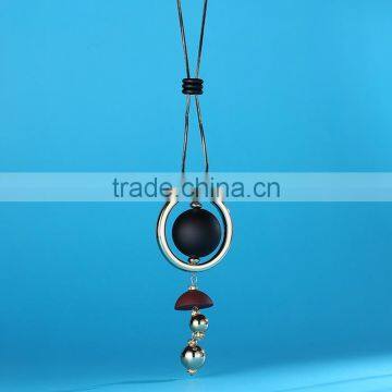 Large Ball Hoop Pendant Necklace Geometric Pendant Long Necklace Korea New Design Sweater Necklace
