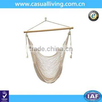 Comfortable and High Capacity Cotton Rope Hammock Air Chair with Wood Bar