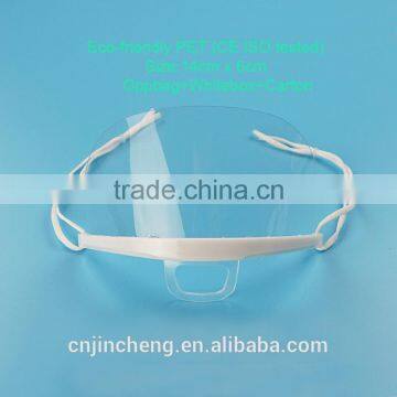 High Quality White Holder Anti Saliva Food Hygiene Clear Plastic Transparent Face Mask for Food Service