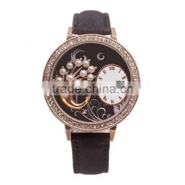 Fashion Women Leather Watch Rhinestone Crystal Geneva Quartz Silicone Watch photo-4