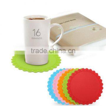 Household Round Non-slip Table Heat Resistant Pad Rose Silicone Cup Mat