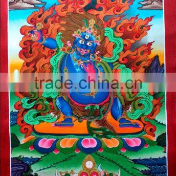 Beautiful Black Mahakala Thangka Handpainted in Nepal