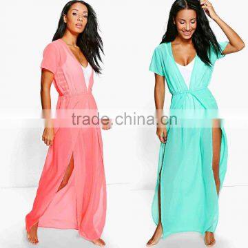 One Piece Lady Bulk Swimwear Split Leg Maxi Beach Sheer Kaftan Custom Made Swimwear Manufacturer