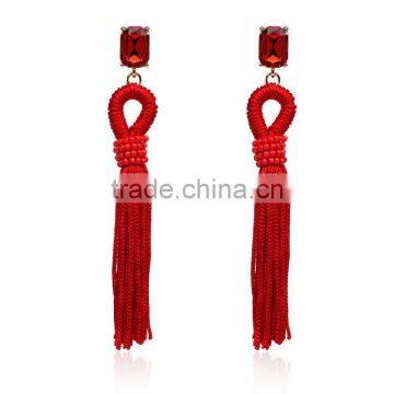 Bohemian Jewelry Rhinestone Gems With Long Colorful Tassel Charms Earrings for Women photo-4