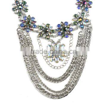 Multilayer Out Chain With Multicolor Rhinestone Women Necklaces photo-6