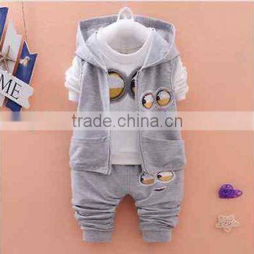 3PCS Baby Boys Girls Clothing Set Long Sleeve Shirt Pants Vest Hoodie photo-2