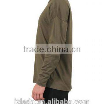 Soft Comfort Stretch Men's Standard Long Sleeve Drip Shoulder Solid Color Crew Neckline Tees photo-2