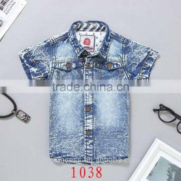 2017 summer cute baby boy clothing blue jeans turtleneck fashion t shirt