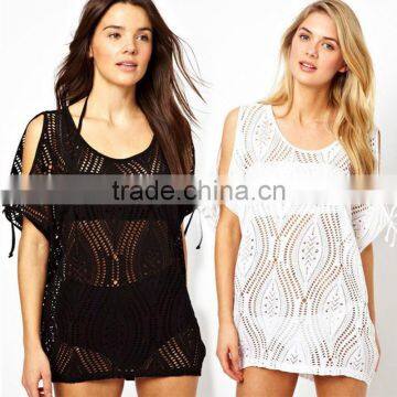 trendy women formal funny mesh eyelet gauze beachwear