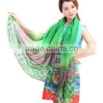 Fashion Women Chiffon Scarf Floral Print Drive Travel Shawl Beach Style Slik Wrap Pashmina photo-5