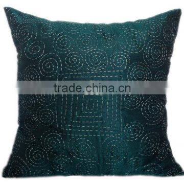 Kantha decorative euro sham, teal kantha euro sham, kantha sham cover, rajasthani jaipur kantha pillow, kantha floor pillow