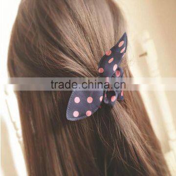 Fashion Rabit Ears Elastic HairBands Dot Print Chiffon Hair Ring photo-3