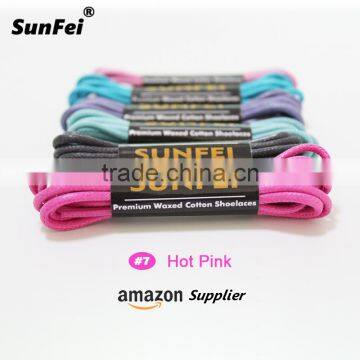 Banded Paper Wrapper Hot Pink Waxed Cotton Shoe Laces Tips Wax Shoestrings Manufacturer for Sneakers Casual Shoes