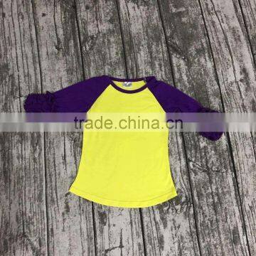 Free Shipping Girls Clothes O-neck Baby Girls Kids Icing Ruffle Raglan Tops Shirts Girls Casual Tops Fall Autumn Top T-shirt photo-4