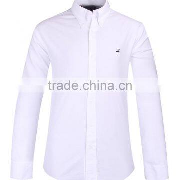 2017 White Oxford Long Sleeve Button-down Collar Casual Shirt for Men photo-2