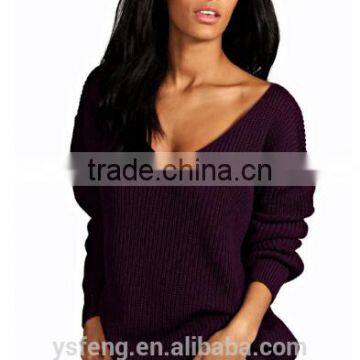 Ladies Tops Latest V Neck Women Sweater Designs