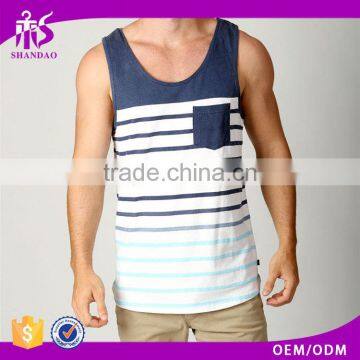 2016 Guangzhou Plain Design Summer Men Casual 100% Cotton Striped Russian Wrestling Singlets