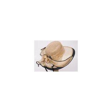 Natural Yellow Straw Braid Ladies Sinamay Hats For Banquet , 11cm Brim