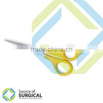 2015 Plastic handle scissors for shape cutting Yellow Color B-PHS-11