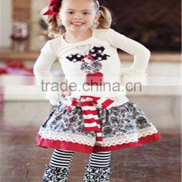 new design polka dots santa claus embroidery fall children christmas dress