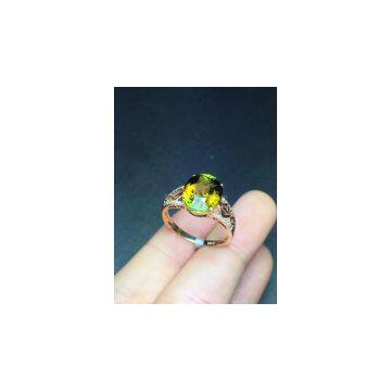 Neffly Jewelry Natural Tourmaline 18 k Gold Ring Set With Diamonds. photo-2