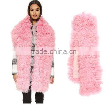 SJ611-01 Bright Color Whole Skin Women Russia Design Mongolia Lamb Fur Scarf