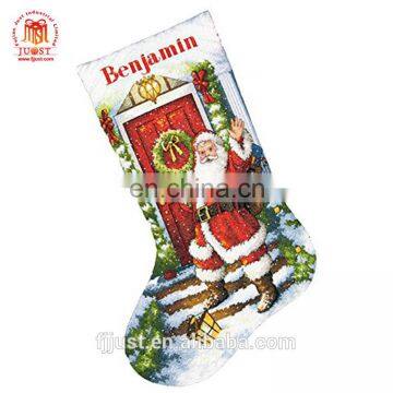 High Quality Cheap Embroidery Burlap Red Christmas Stocking