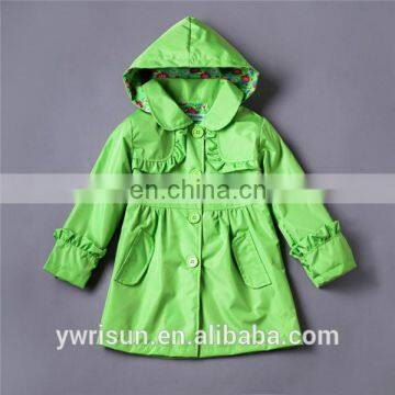 2017 Wholesale OEM Green Children Waterproof Rain Coat High Quality Kids Raincoat