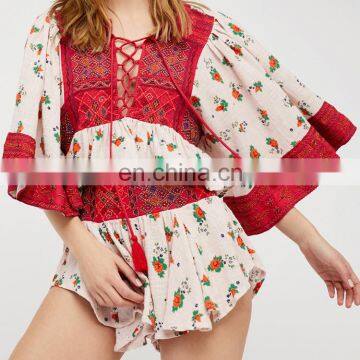 New Arrival Bohemian Floral Casual Style Two Piece Suits Jumpsuits For Women 2016