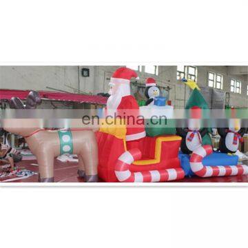 hot-selling christmas inflatable santa claus deer sleigh / Christmas inflatable Santa on sleigh