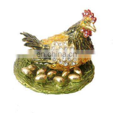 Hen lay egg Chinese metal craft animal metal jewelry box