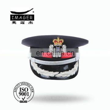 Customized Air Force Lieutenant Peaked Cap with Silver Strap and Embroidery