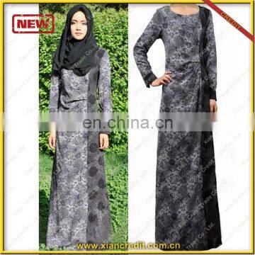 Arabic newest Cotton tencel print muslim abaya in elegant for sale