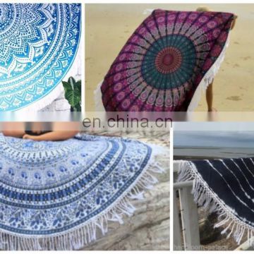 Indian Mandalan Round Hippie Yoga Roundie Tapestry Hippy Boho Gypsy Cotton Round Beach Throw Yoga Mat Tassel