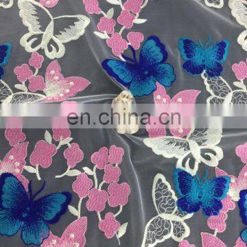 2017 Fashion 3D Colorful Butterfly Embroidry Lace Fabric Factory photo-2