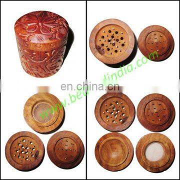 Handmade wooden smoking herb four layer grinder, size : 63x54mm