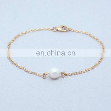 Beautiful bridesmaid Jewelry wholesale 14K gold plating white single pearl bracelet