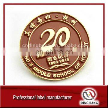 High Quality OEM Factory Promotion Cheap Custom Made Color Filled Type And Embossed Round Plate Gold Brooch Pin