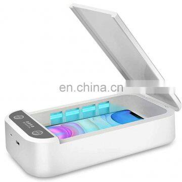 Wireless charge function uv light sanitizer sterilizer box mobile phone sterilization box in stock