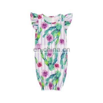 Floral Pattern Printing Newborn Baby Flutter Sleeve Sleep Gown Wholesale Baby Sleeping Bags. photo-5