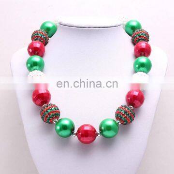 Christmas Girl Chunky Necklace Bracelet 2pcs Set Bubble Beads Boutique Jewelry Sets Gift photo-3