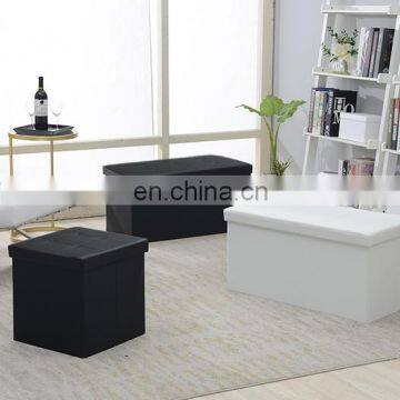 Reatai PVC Leather Folding Square Storage Home Stool Foldable Ottoman for Clothes photo-2