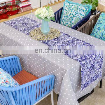 Blue Digital Printed Cotton Liner High Quality Table Runner for Party Home Family Decoration photo-2