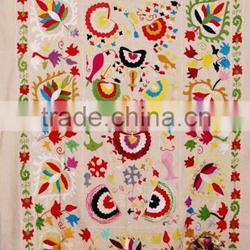 Handmade Suzani Wall Hanging Suzani Twin Bedspread Psychedelic Suzani Table Cover Suzani Blanket Fabric Quilt