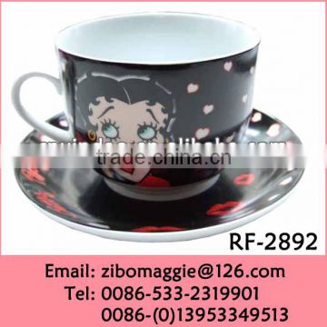 New Promotional Designed Modern Custom Ceramic Coffee Cup and Saucer for Coffee Shop