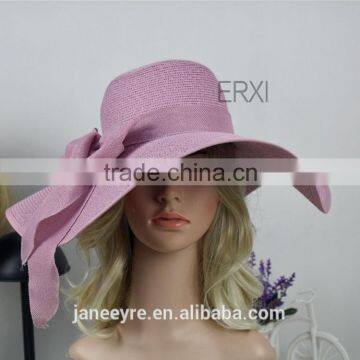 Newest Style Sun Straw Hat With Ribbon Bowknot Decorate Custom photo-6
