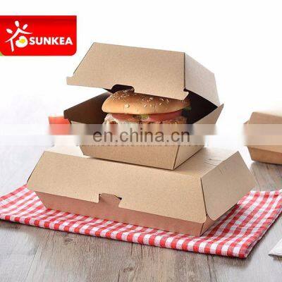 Creative Custom Made Paper Clamshell Food Packaging Box for Hamburger Food & Beverage Packaging Disposable UV Coating Varnishing