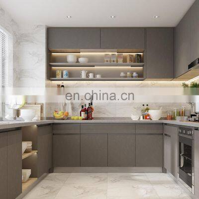 2021 New Style Bespoke Ready Assemble Modular Islands Handless Cheap Laminated Modern Custom Kitchen Cabinet